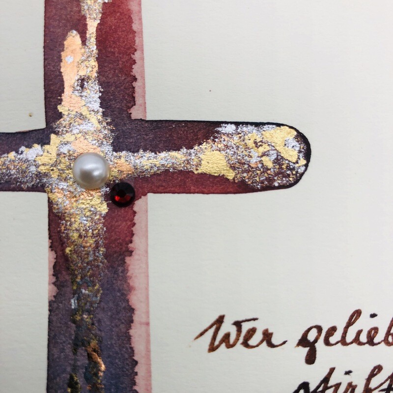 Billett „handmade“ Trauer Kreuz