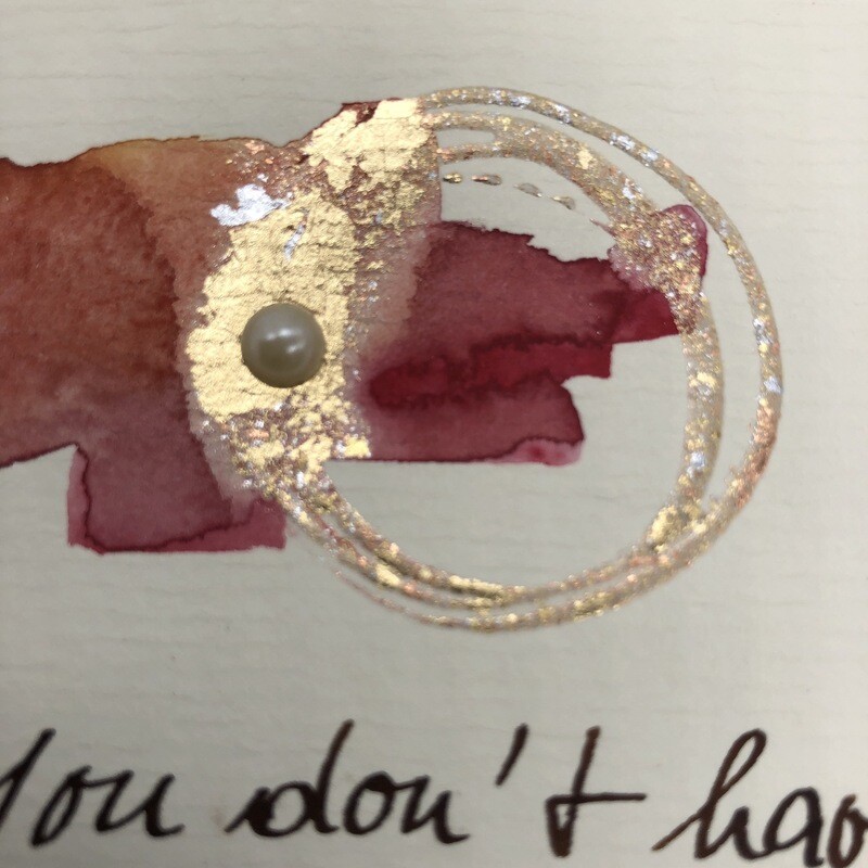 Billett „handmade“ Geburtstag rot/gold, Perle, Swarovskikristall