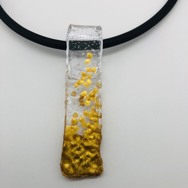 Halskette Kautschuk mit Anhänger transparent/gold