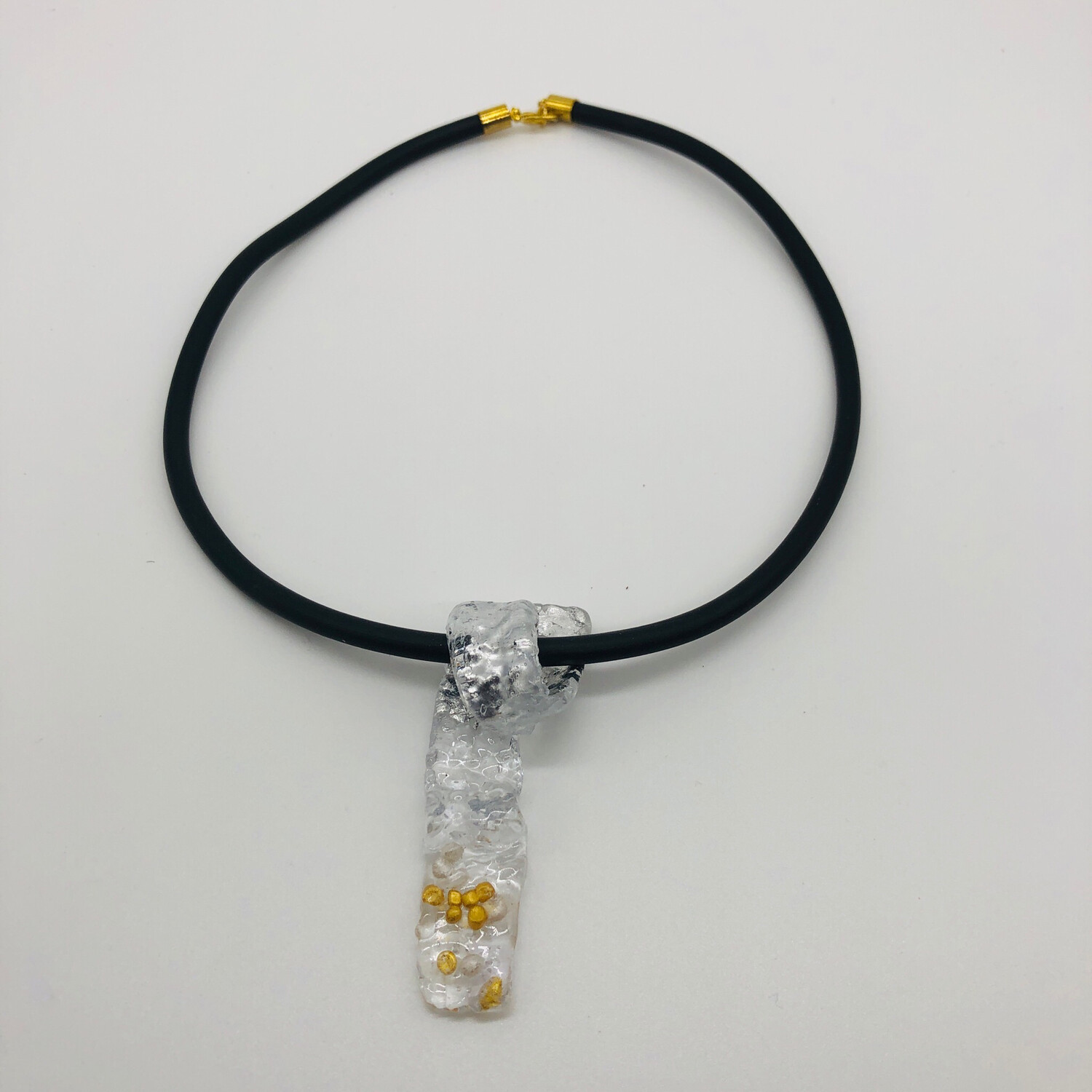 Halskette mit Anhänger transparent/gold
