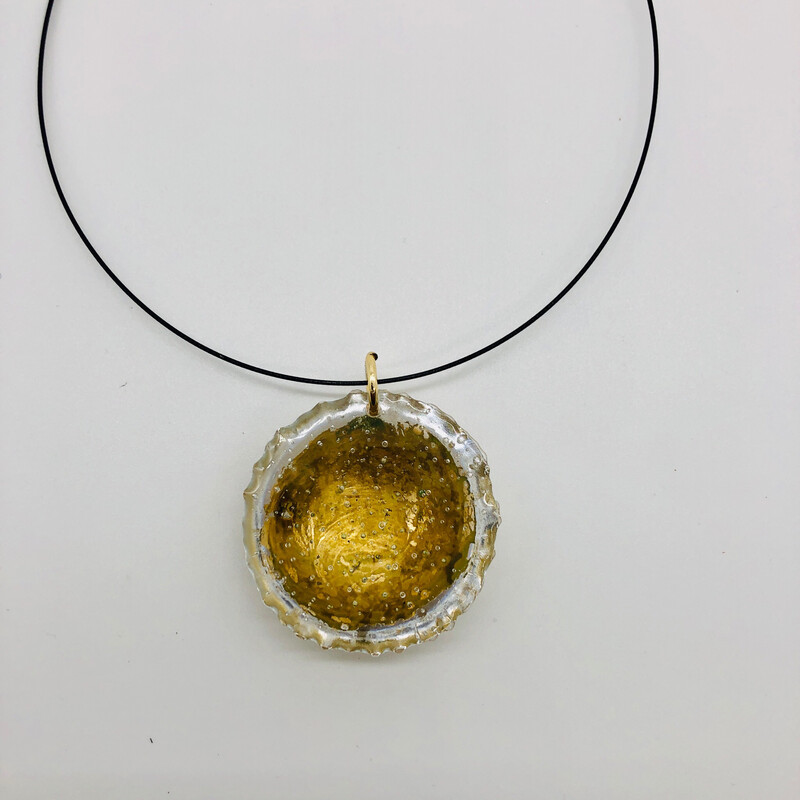 Halskette / reif - kurz mit Anhänger gold/transparent