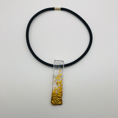 Halskette Kautschuk mit Anhänger transparent/gold