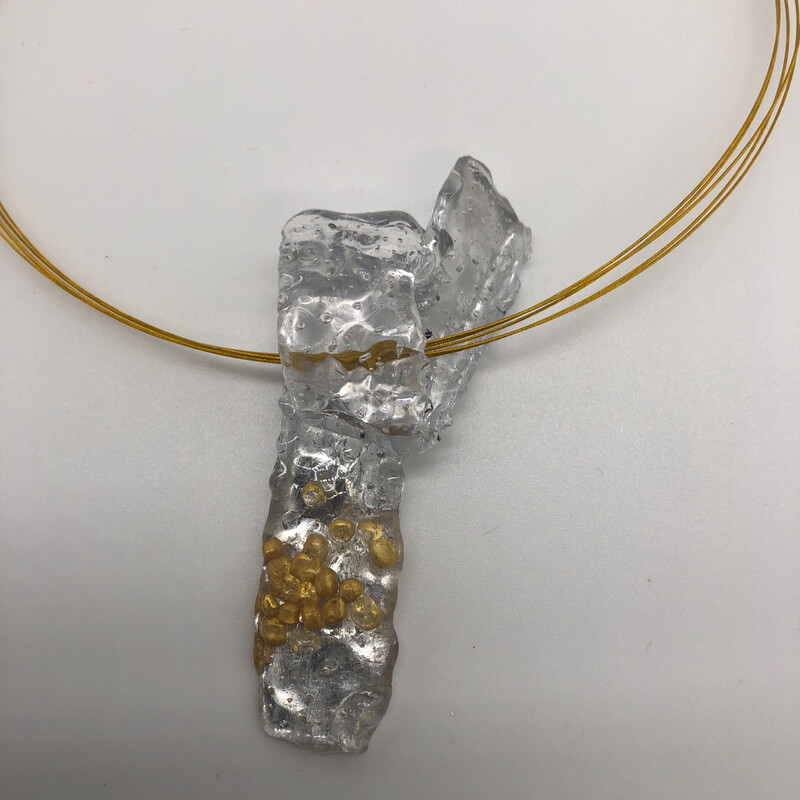 Halskette kurz mit Anhänger transparent/silber