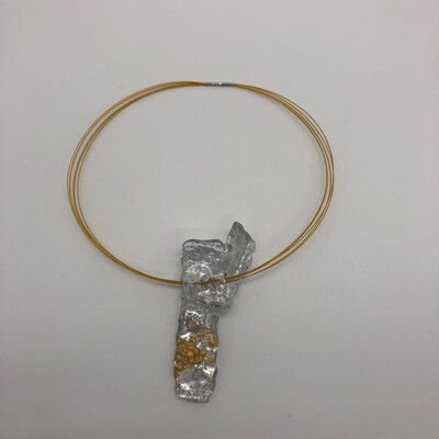 Halskette kurz mit Anhänger transparent/silber