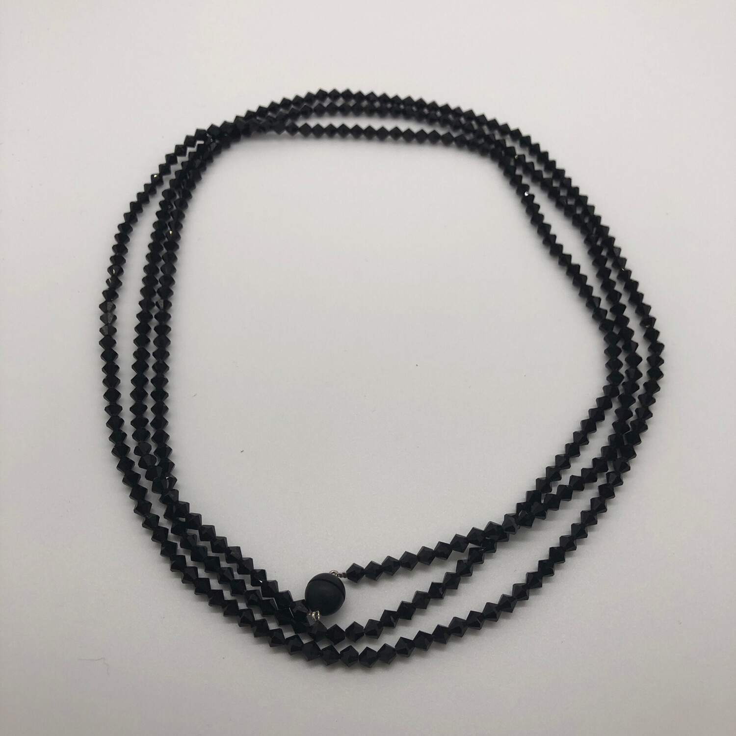 Halskette extralang schwarz mit facettierten Swarovskikristallen - mit Anhänger zu ergänzen