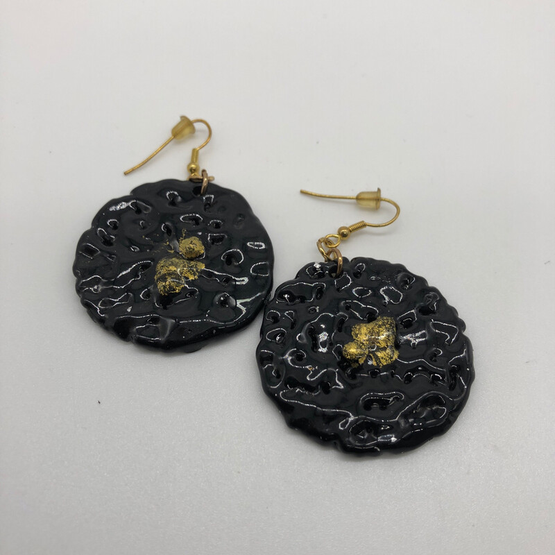Ohrhänger schwarz/gold/silber - beidseitig tragbar