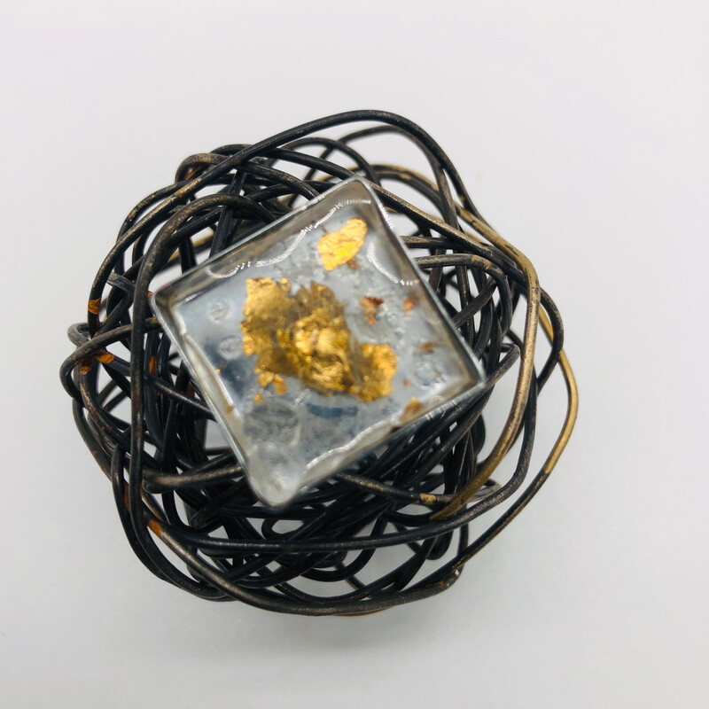 Ring mit Chip transparent gold silber