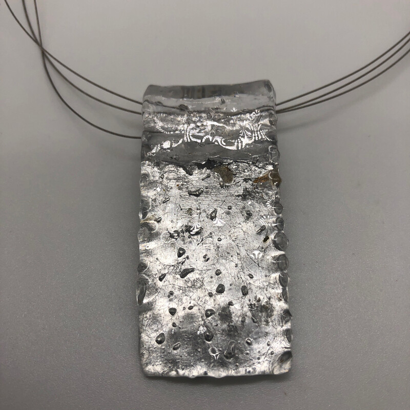 Halskette mit Anhänger transparent silber