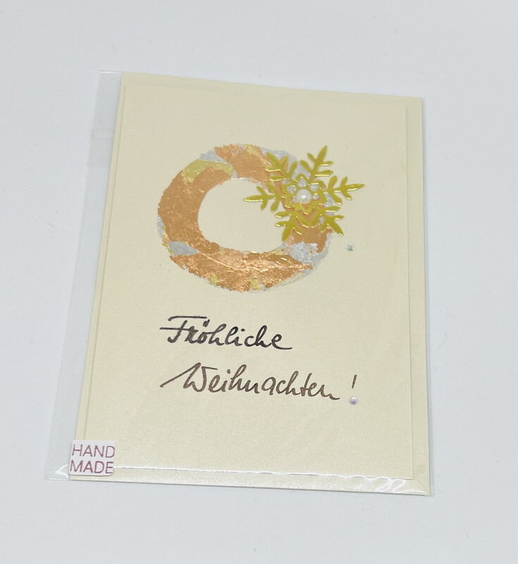Billett „handmade“ Weihnachten Goldflocke