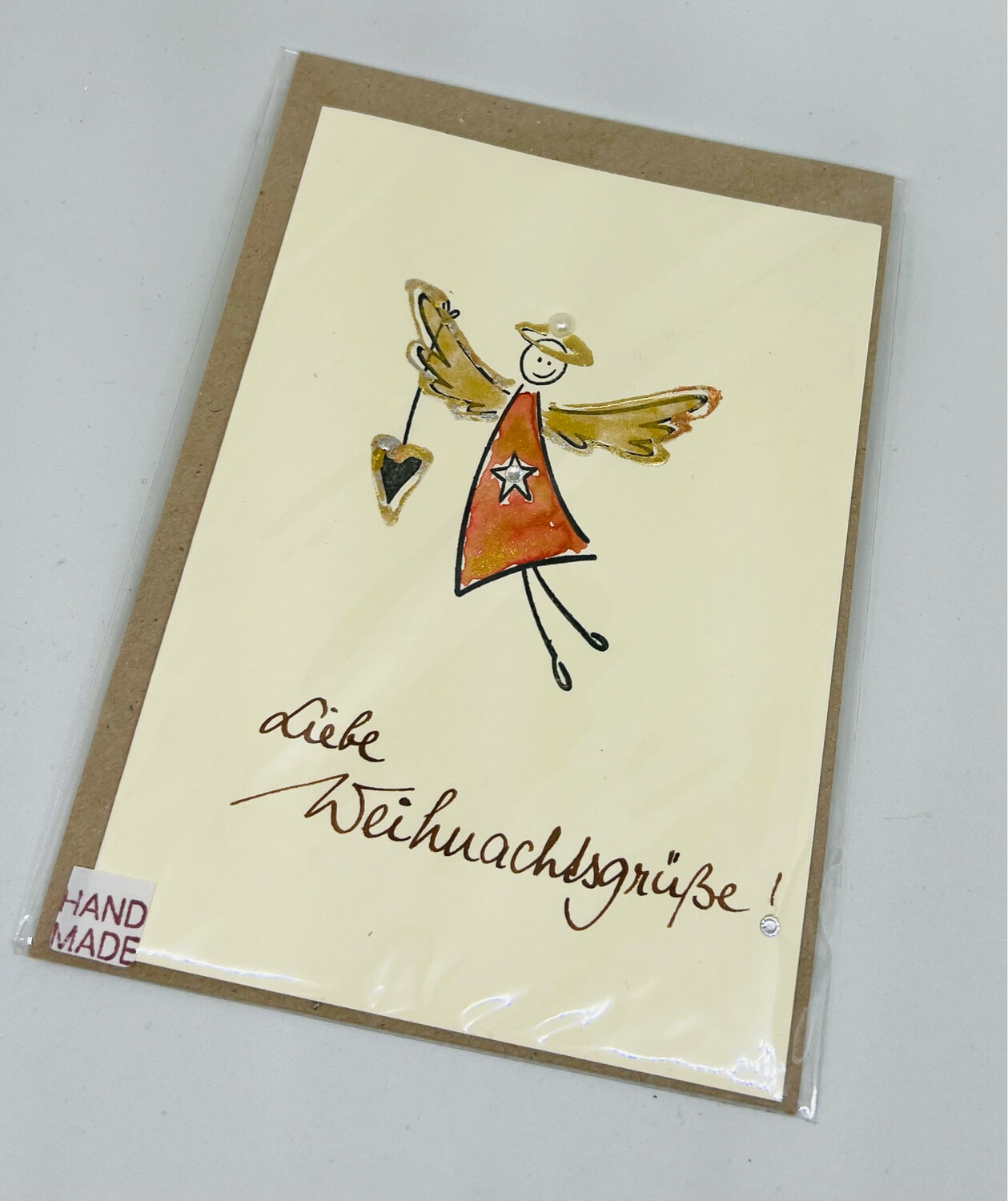 Billett „handmade“ Weihnachten roter Engel