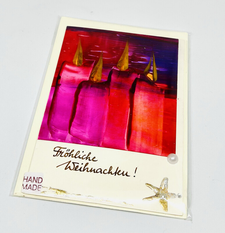 Billett „handmade“ Weihnachten 4 Kerzen Encaustic
