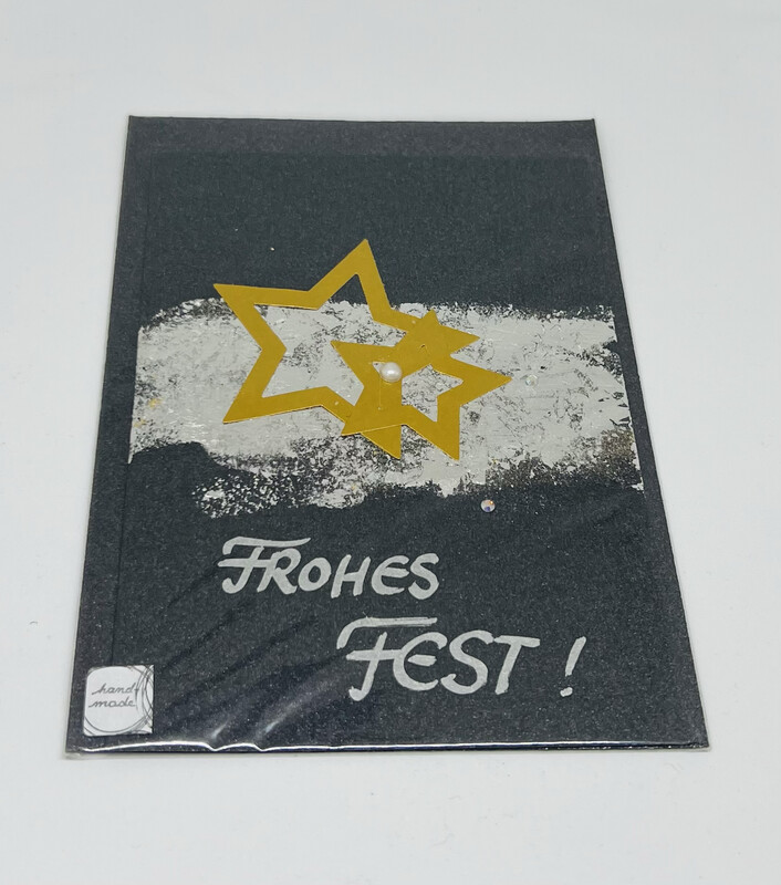 Billett „handmade“ Weihnachten dunkelblau Goldsterne