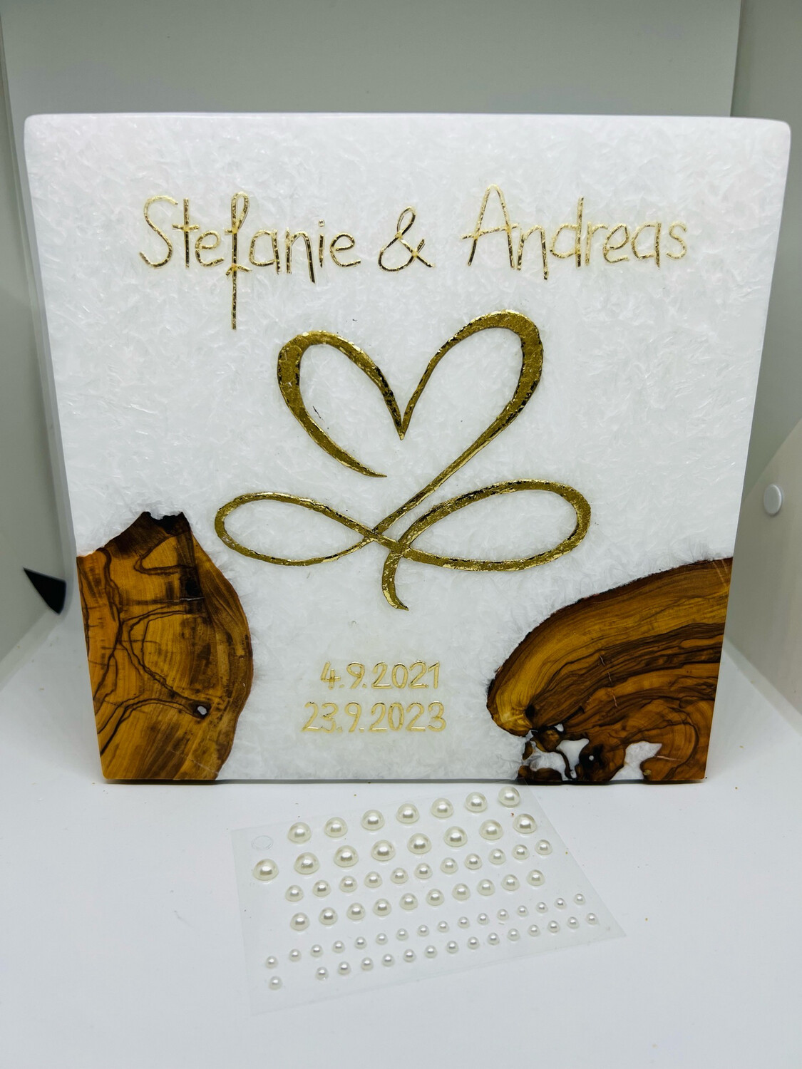 Hochzeitskerze Block Holz 2fach