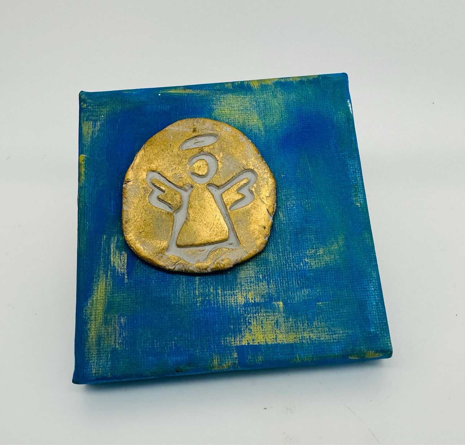 Mini-Leinwand Schutzengel - 10x10 cm