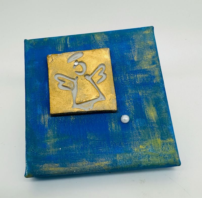 Mini-Leinwand Schutzengel - 10x10 cm
