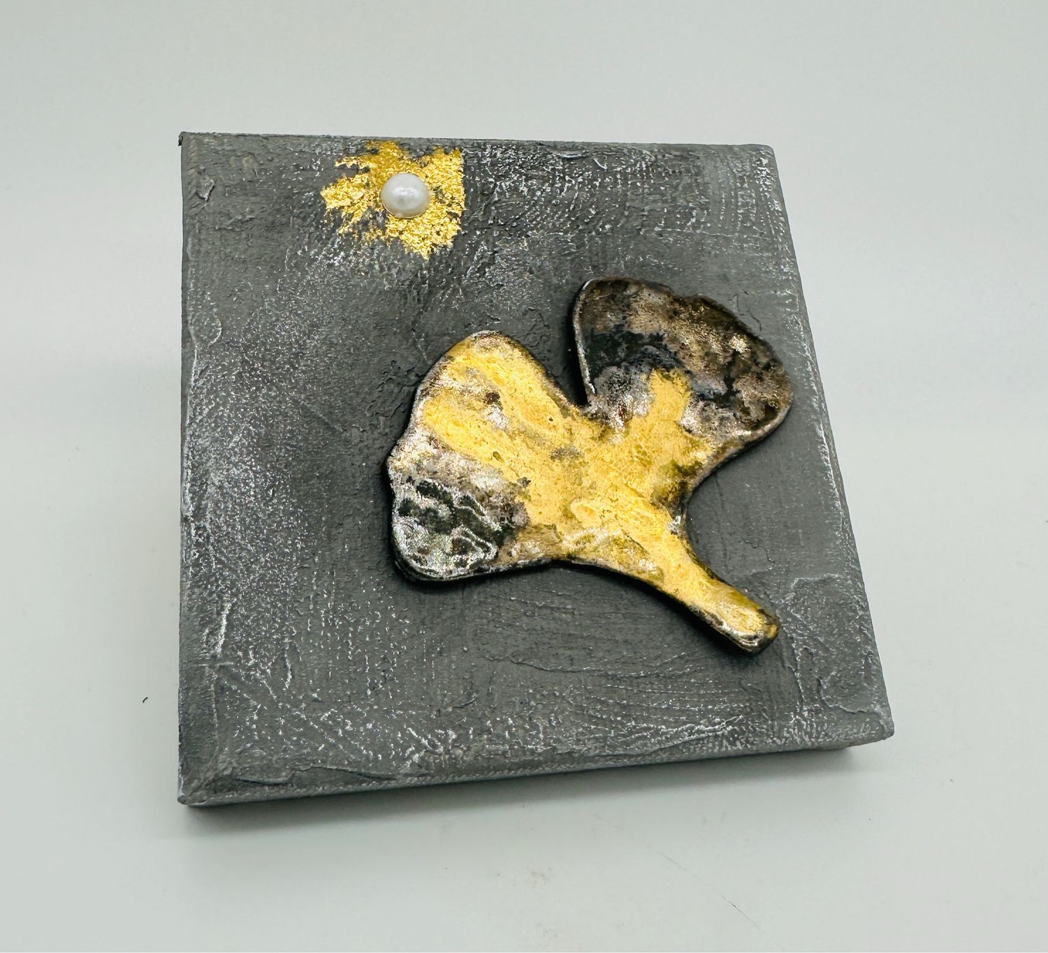 Mini-Leinwand Ginkgo 10x10 cm
