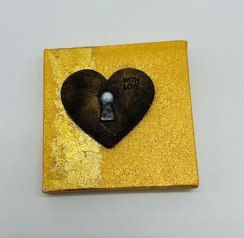 Mini-Leinwand Herz 10x10 cm