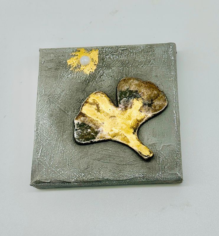 Mini-Leinwand Ginkgo 10x10 cm
