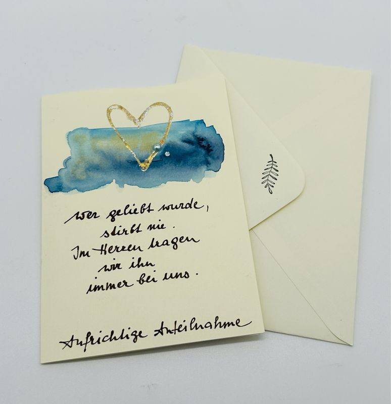 Billett Trauer mit Spruch