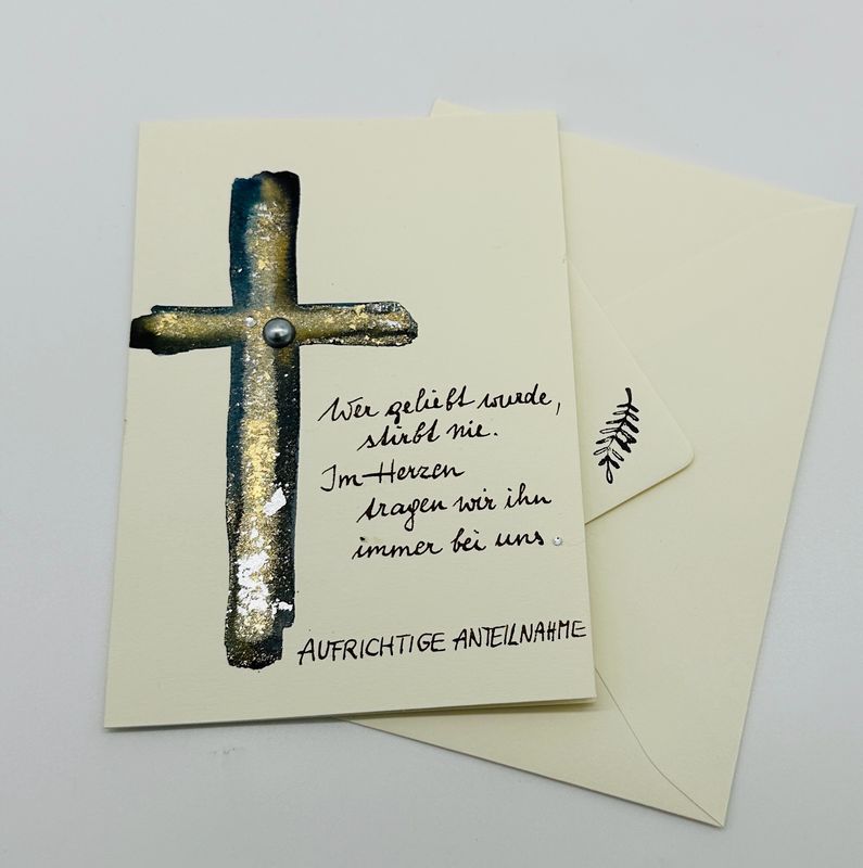 Billett Trauer mit Spruch