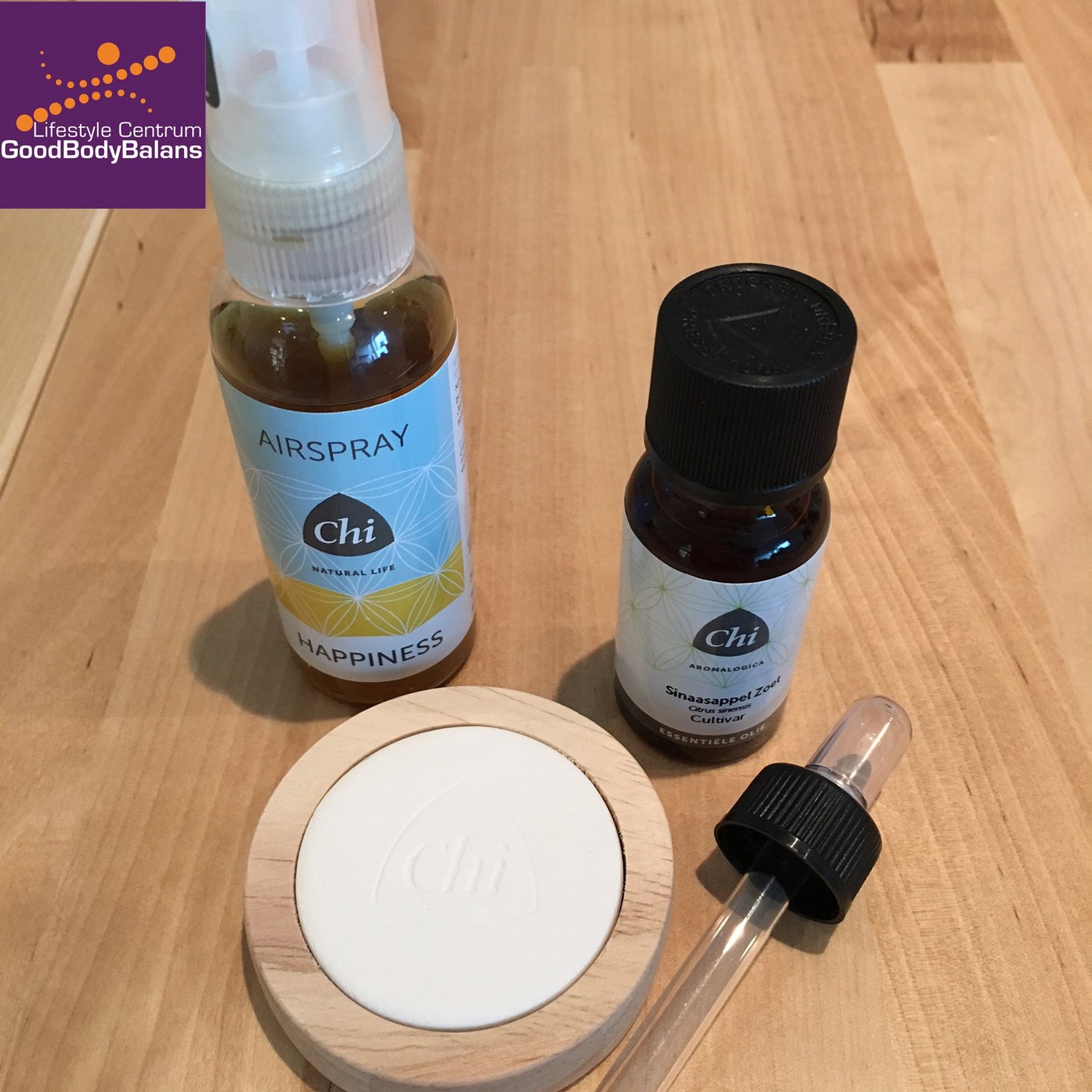 CHI Essentiële oliën Davos + geurblokje en Purify airspray.
