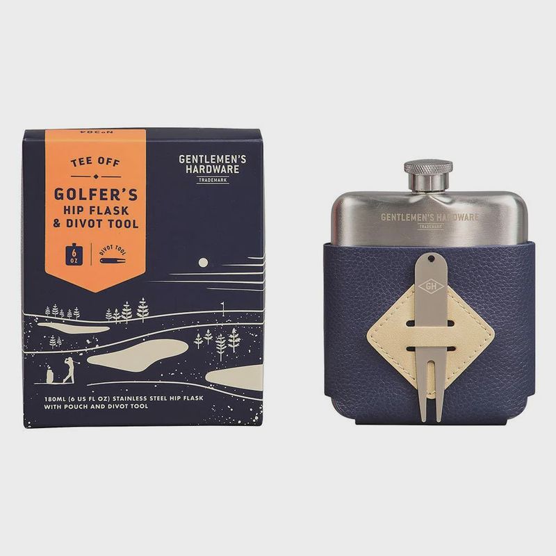 Golfers Hip Flask &amp; Divot Tool Set
