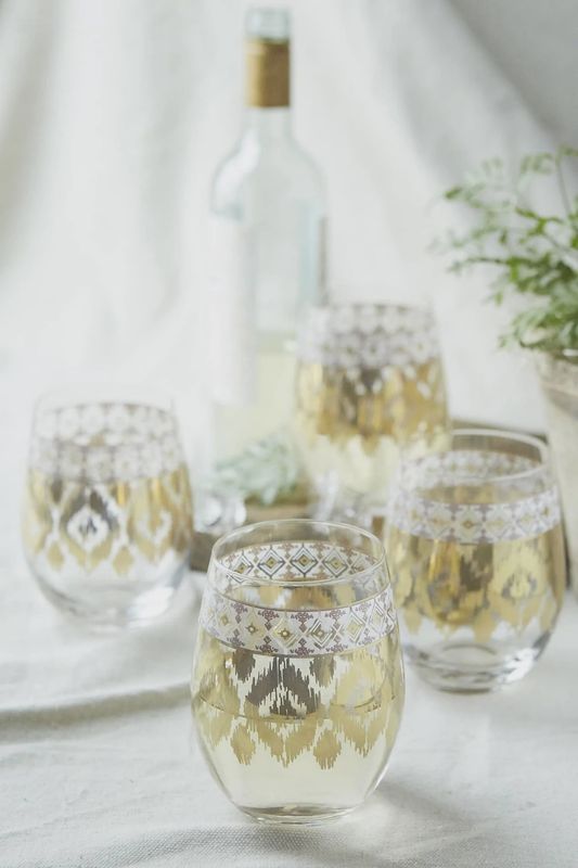 White Twist Rocks Glass 15Oz