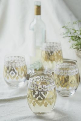 White Twist Rocks Glass 15Oz