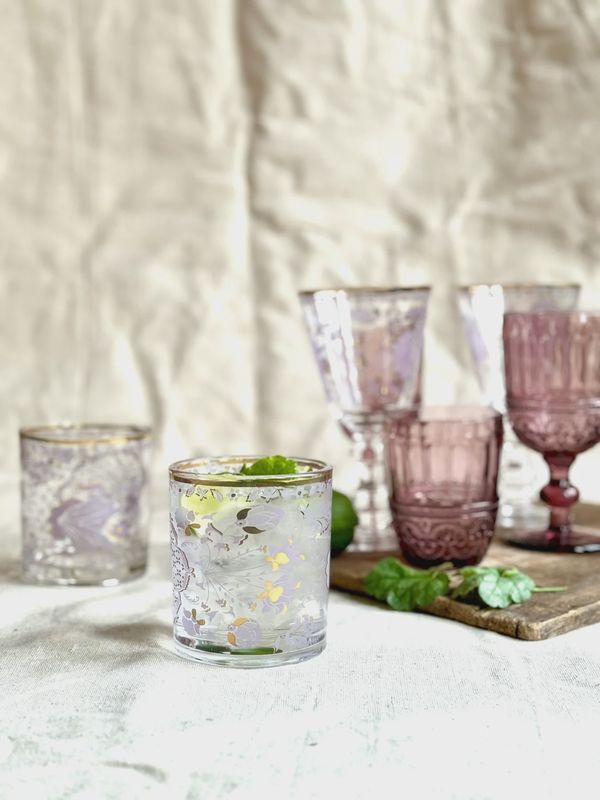 Lilac Tapestry Rocks Glass 15Oz
