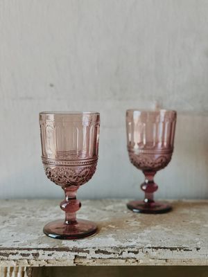 Colored Glass Plum Goblet Lyon