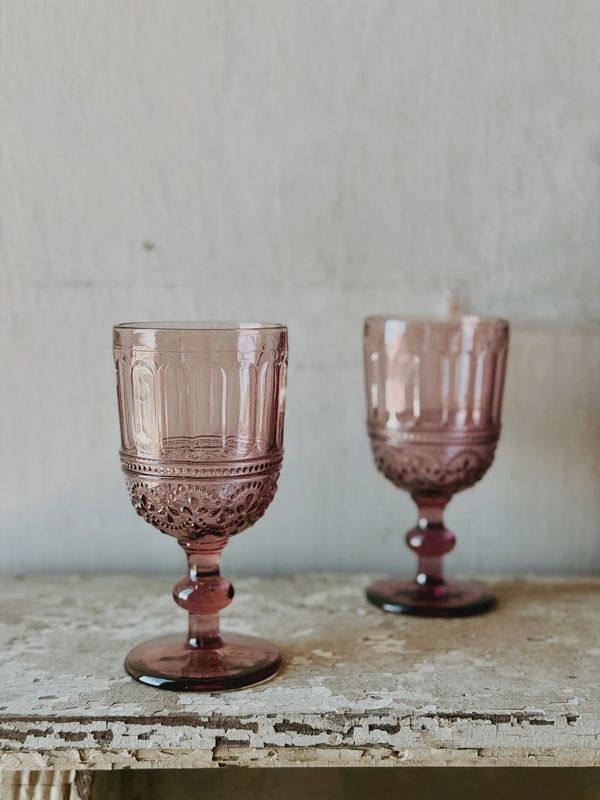 Colored Glass Plum Goblet Lyon