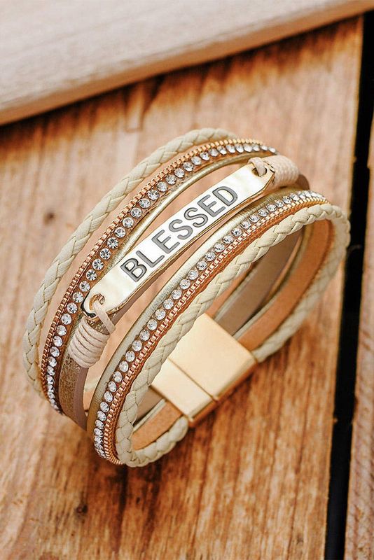 Blessed Rhinestone Braided Bracelet