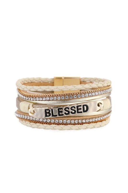 Blessed Rhinestone Braided Bracelet