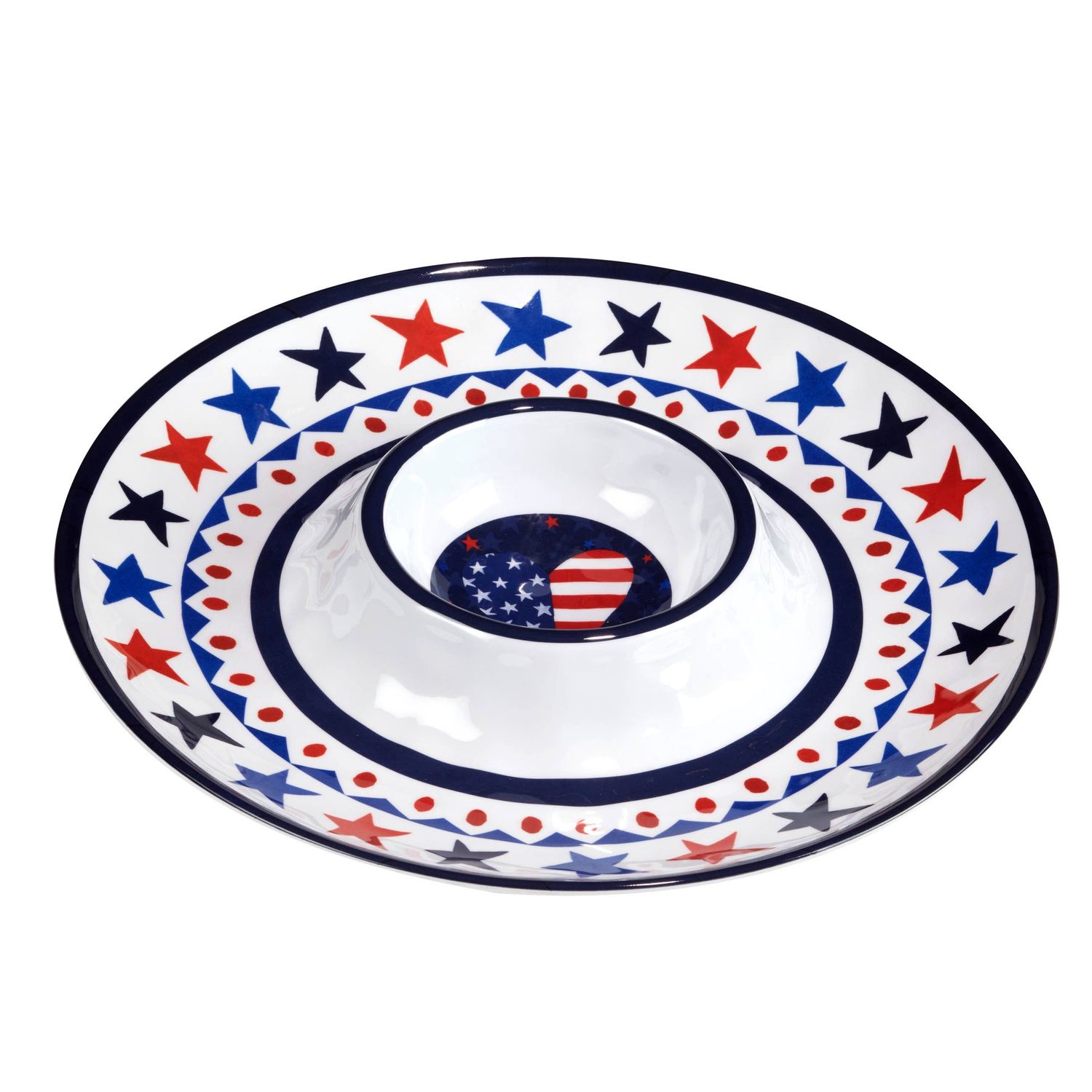 Stars &amp; Stripes Melamine Chip &amp; Dip 14.5" Tray