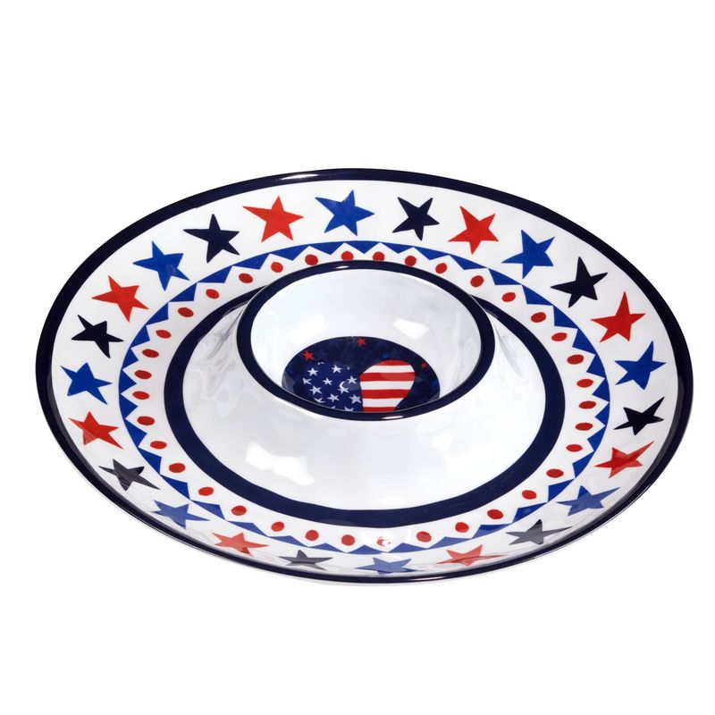 Stars &amp; Stripes Melamine Chip &amp; Dip 14.5" Tray
