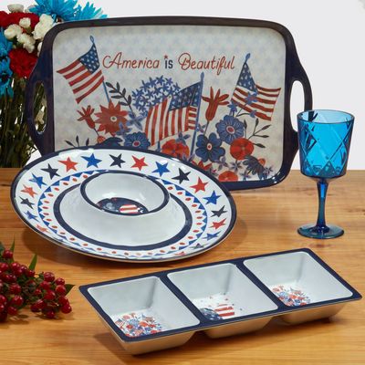 Stars &amp; Stripes Melamine 3-Section Serving Dish