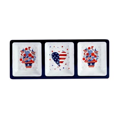 Stars &amp; Stripes Melamine 3-Section Serving Dish
