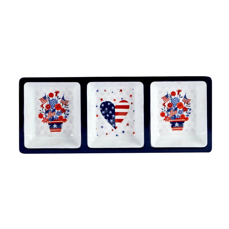 Stars &amp; Stripes Melamine 3-Section Serving Dish