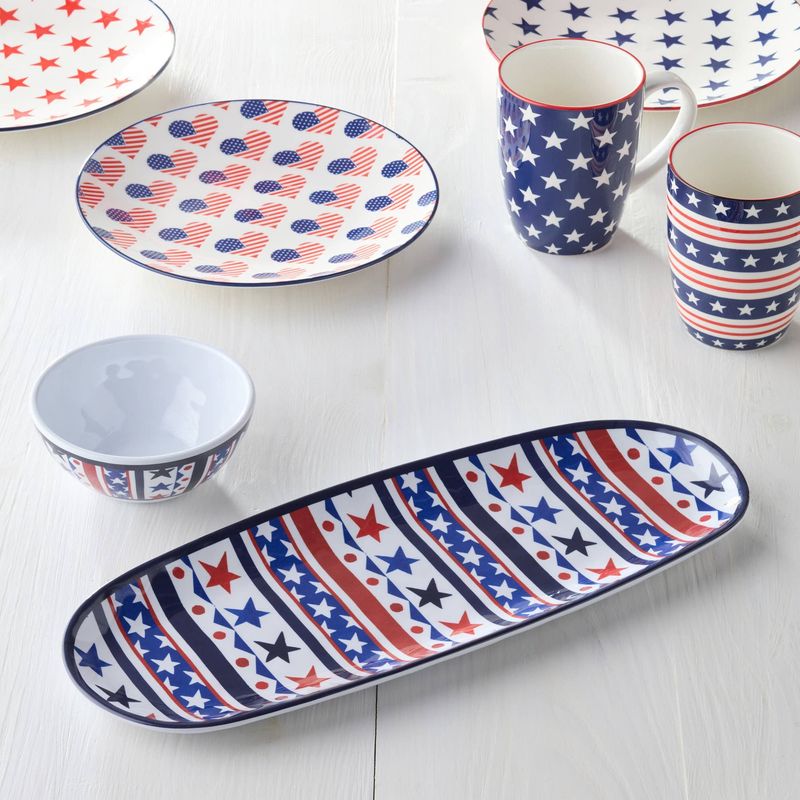 Stars and Stripes Melamine Oval Tray with Dip Bowl