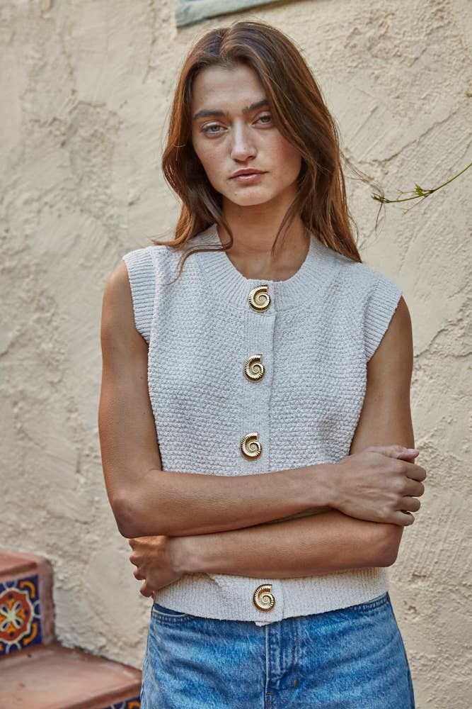 Diane Sweater Vest, Color: Natural, Size: S