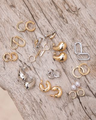Pearl Drop Hoop Earring - Gold