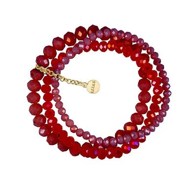 Ville Set of 3 Crystal Bracelets- Red