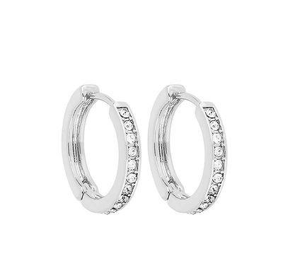 Diamond Channel Huggie Hoop - Silver