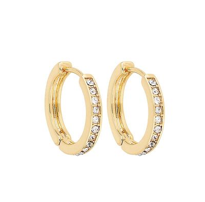 Diamond Channel Huggie Hoop - Gold