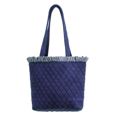 Denim Blue Ruffles Tote