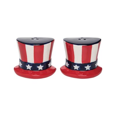 Patriotic Uncle Sam Hat 4th Of July Salt &amp; Pepper Shaker Set
