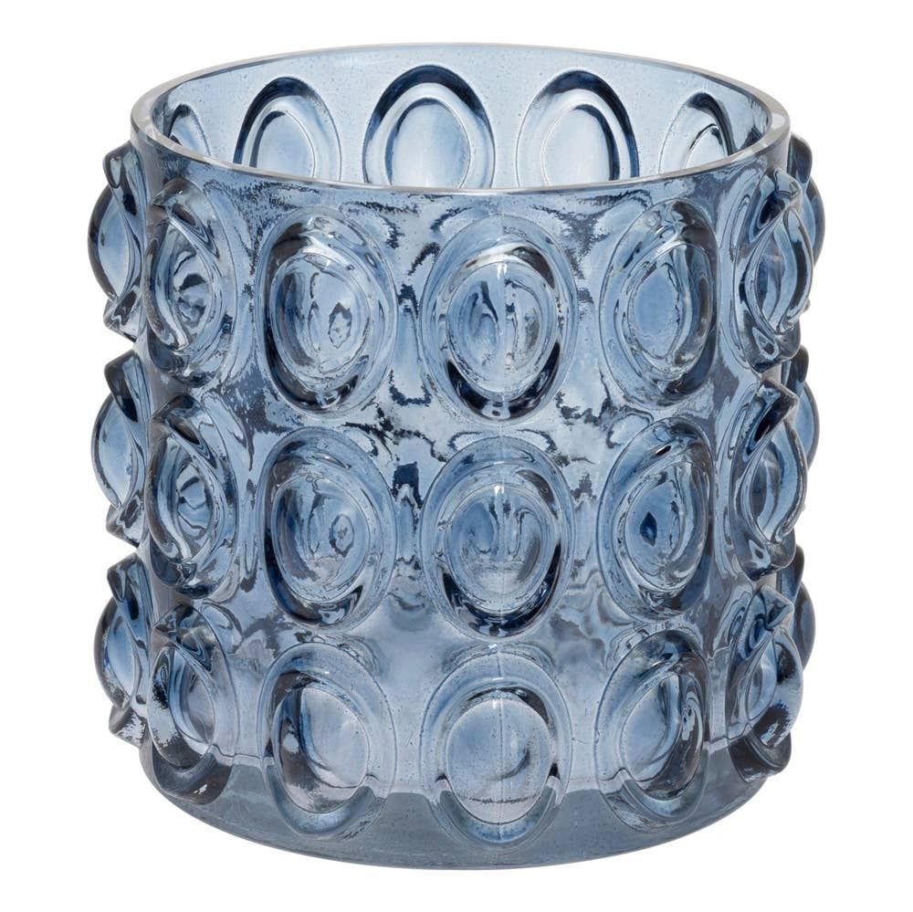 5" Navy Retro Bubble Glass Vase