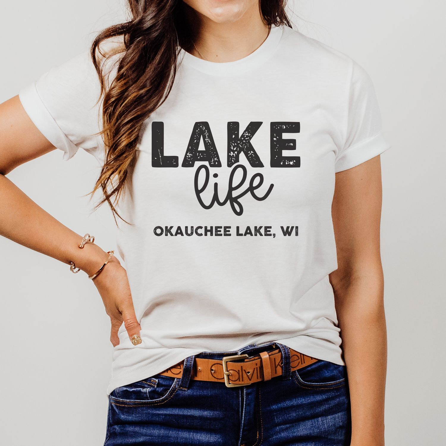 Okauchee Lake Life Tee, Shirt Color: White, Size: M