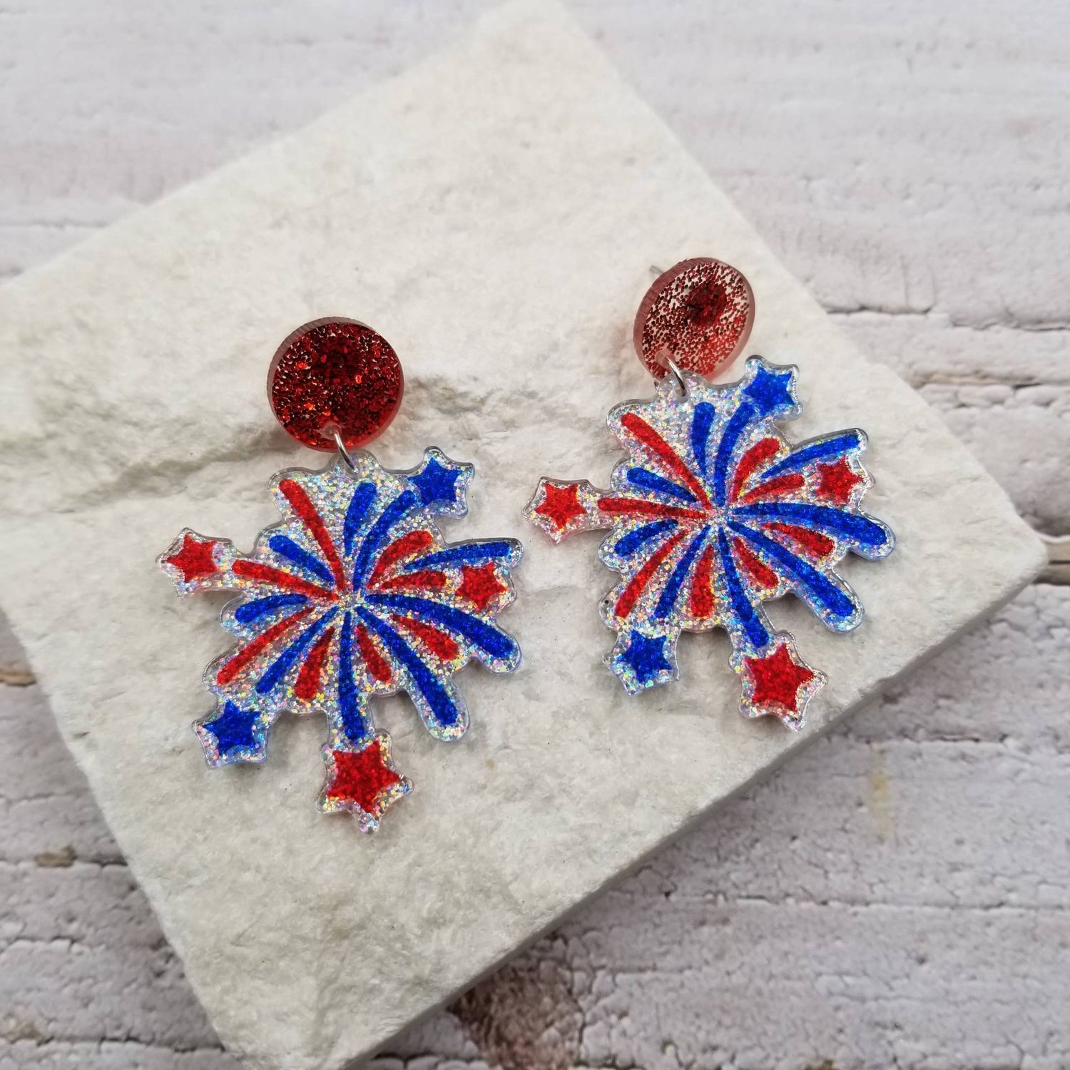 4th of July Confetti Celebrating Fireworks Earrings