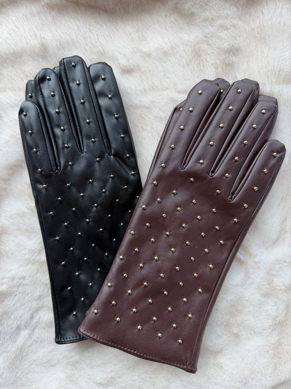 Studded Faux Leather Gloves